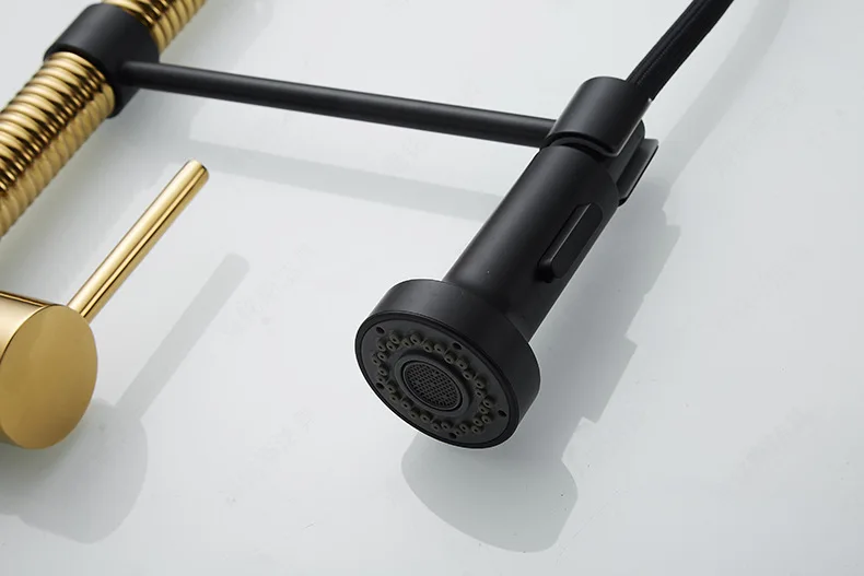 Kitchen Faucet Mixer Tap Black Gold Pull Out Spring Kitchen Faucets