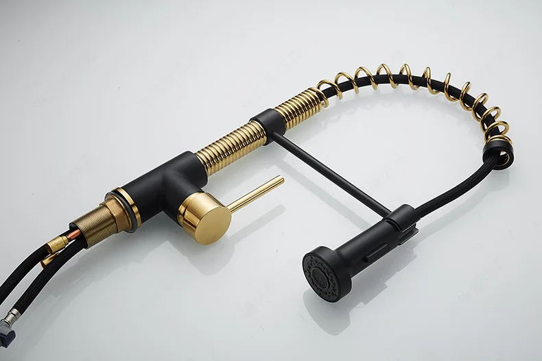 Kitchen Faucet Mixer Tap Black Gold Pull Out Spring Kitchen Faucets