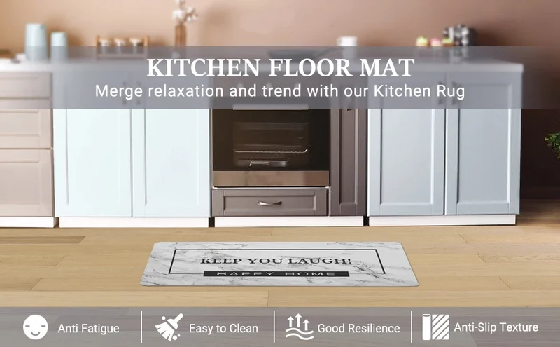 Custom Kitchen Floor Mat Full PVC Rug for Kitchen Household Waterproof Comfortable Anti Fatigue Floor Mats