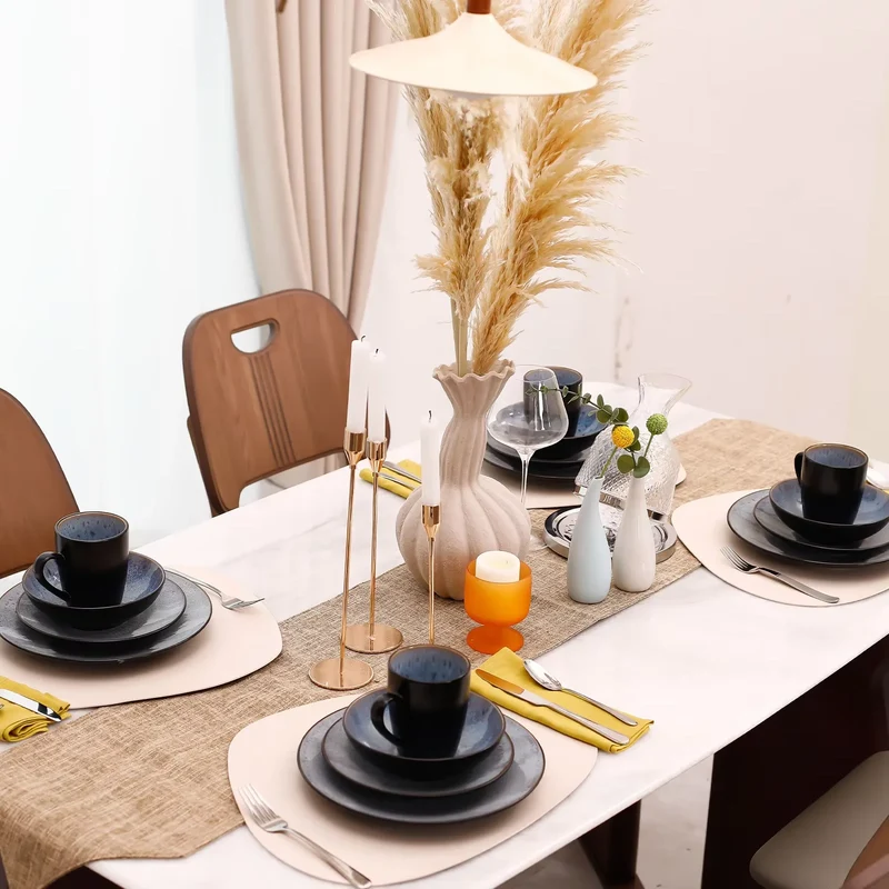 16 Pc Grey Modern Reactive Glaze Stone Tool Set Popular Kitchen Ceramic Set Ceramic Coffee Cup and Tableware Set Kitchen