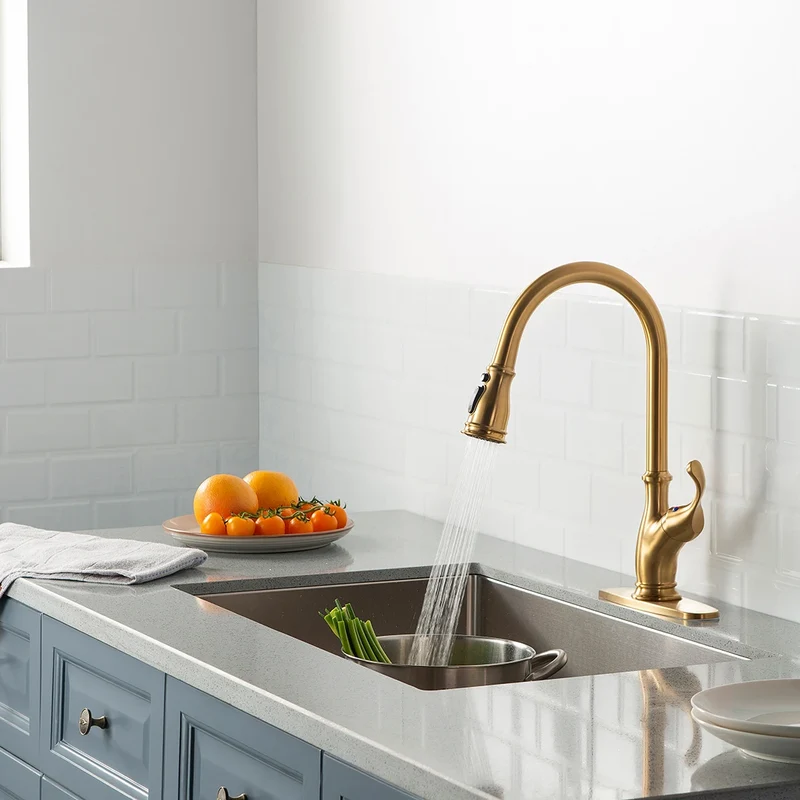 High Quality Single-Handle Modern Kitchen Faucet Commercial Home Water Tap with Ceramic Classic Contemporary Accessories