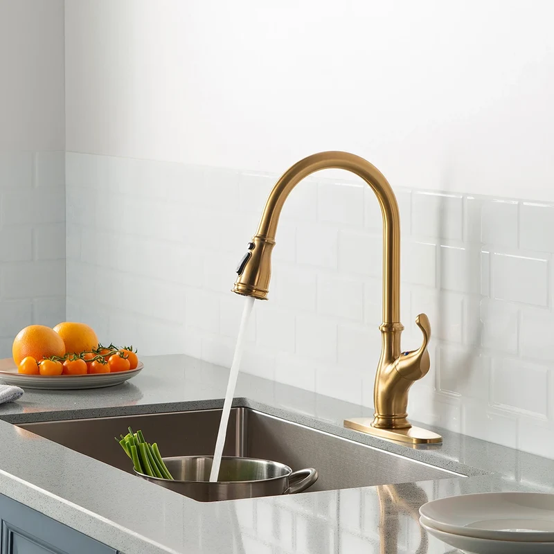 High Quality Single-Handle Modern Kitchen Faucet Commercial Home Water Tap with Ceramic Classic Contemporary Accessories