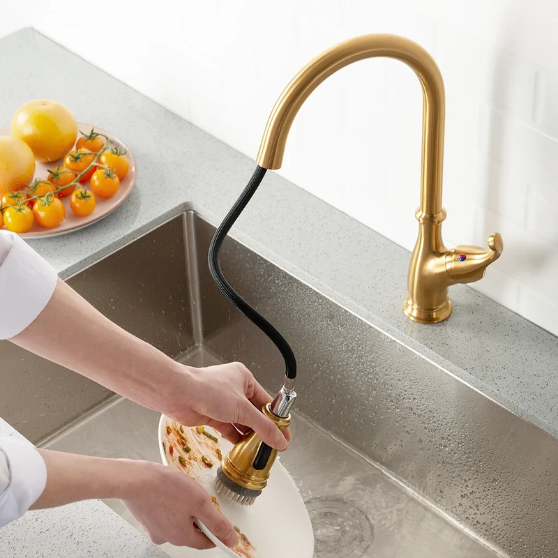 High Quality Single-Handle Modern Kitchen Faucet Commercial Home Water Tap with Ceramic Classic Contemporary Accessories