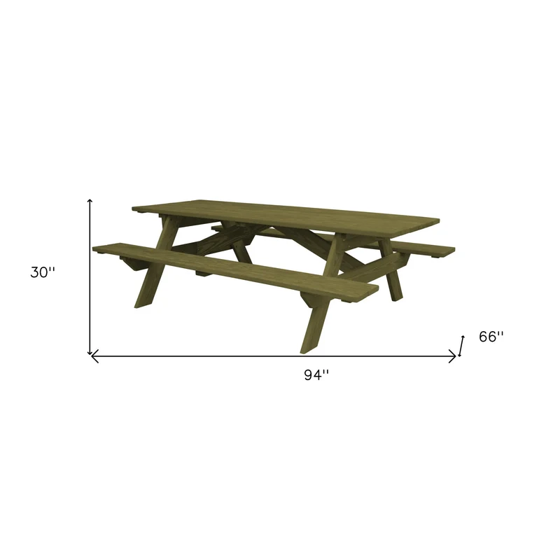 HMS 94 Green Solid Teak Wood Outdoor Picnic Table Portable Folding Furniture for Courtyard Kitchen Dining Made with Glass