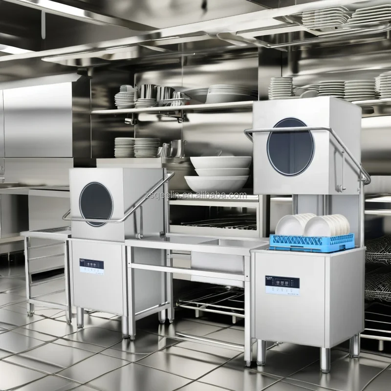 Industrial Electric 9KW Stainless Steel Hood Dishwasher Hot Water Cleaning Easy Operation Automatic Commercial Kitchen Laundry
