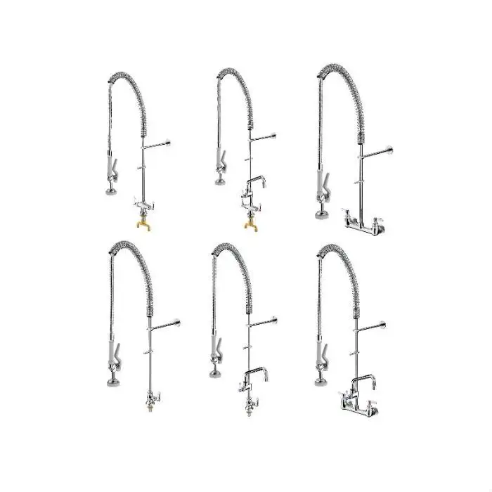 Sunmax Commercial Kitchen Faucet Long Spout Pull-Down Stainless Steel Restaurant Pre-Rinse Sense Faucet for Hotels Restaurants