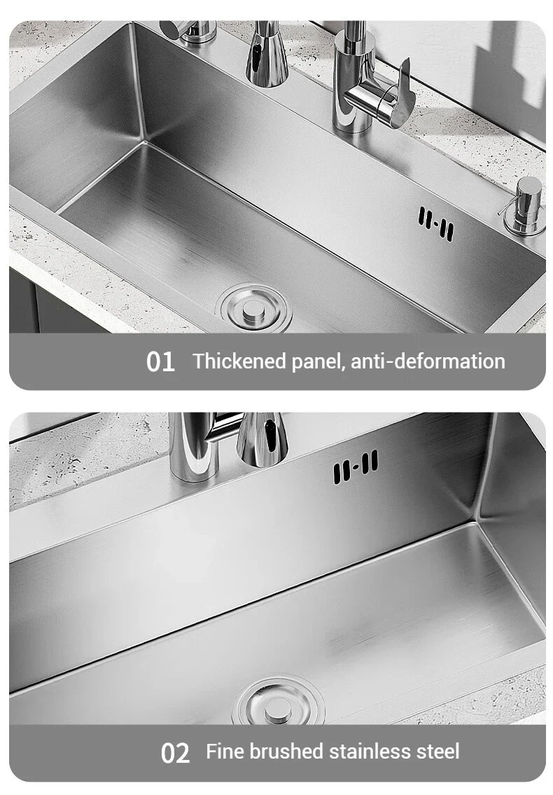 Wholesale Handmade Stainless Steel Kitchen Sink Anti-overflow Design Rectangle Single Bowl Kitchen Sink