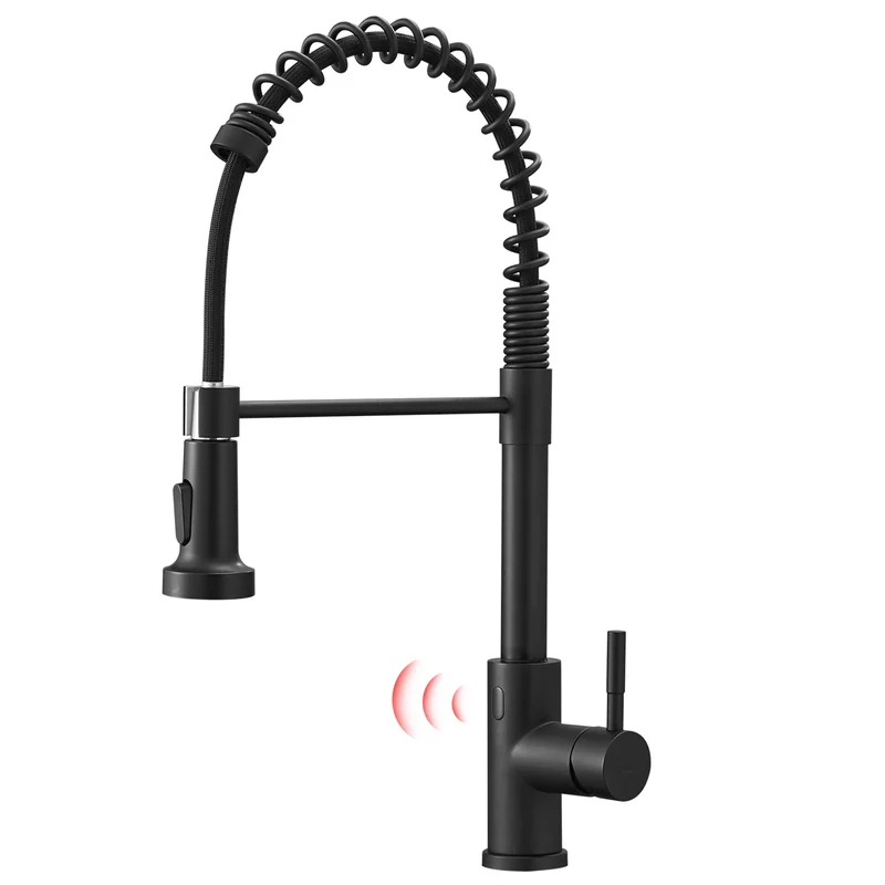 Luxury Single-Hole Kitchen Faucet Non-TOUCH Sensitive Brushed Gold Ceramic Cartridge Sink Faucet with Pull Sprayer