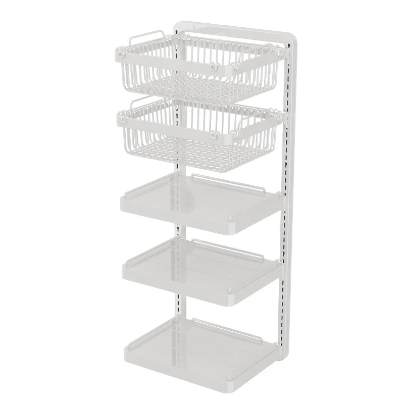 Punch-free hang Wall Vegetable Fruit Rack Kitchen Metal Storage Grill Basket Adjustable Plant Stand Pan Pot Lid Organizer Holder
