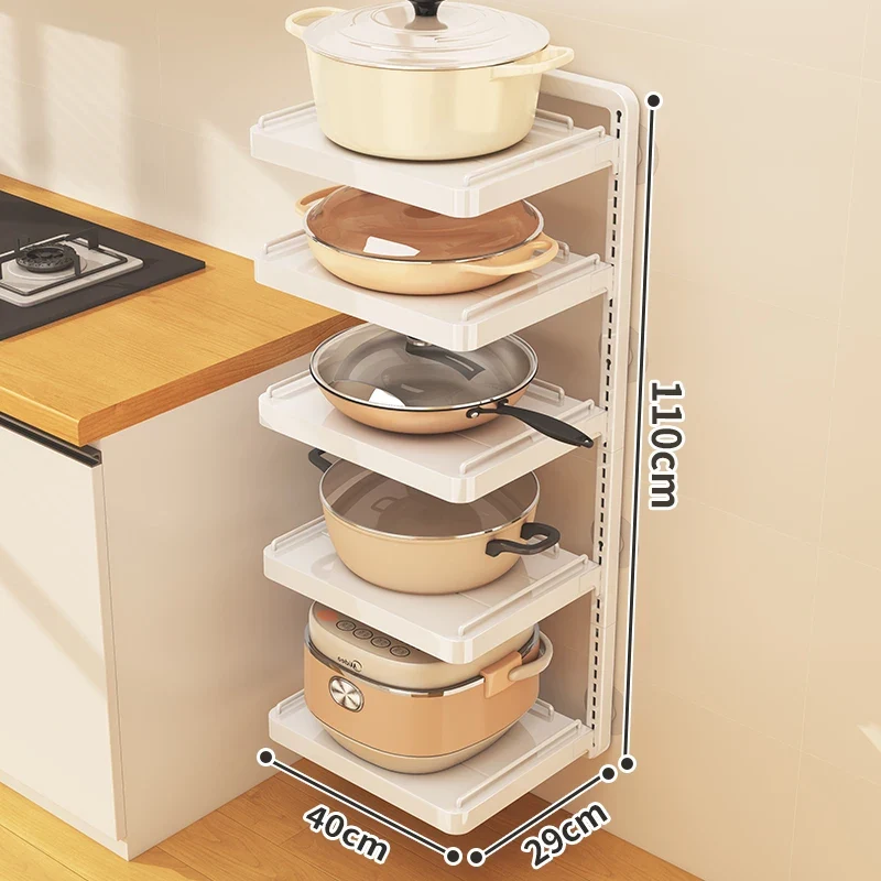 Punch-free hang Wall Vegetable Fruit Rack Kitchen Metal Storage Grill Basket Adjustable Plant Stand Pan Pot Lid Organizer Holder