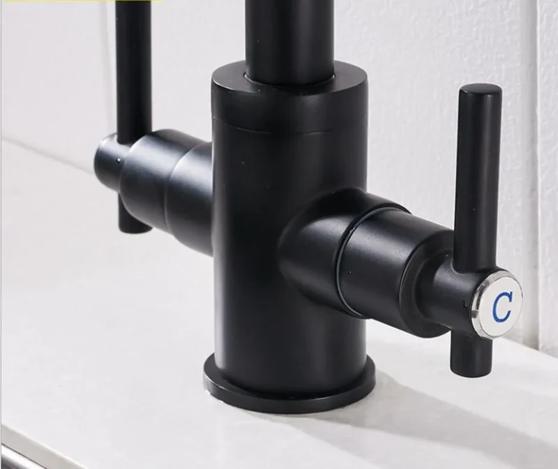 Luxury Chrome Deck Mount Kitchen Faucet - High Quality Dual Handle Pure Water Sink Tap