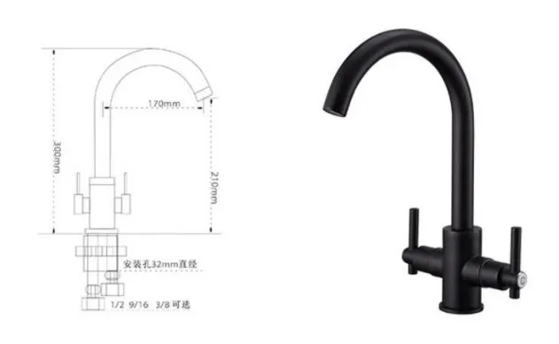 Luxury Chrome Deck Mount Kitchen Faucet - High Quality Dual Handle Pure Water Sink Tap