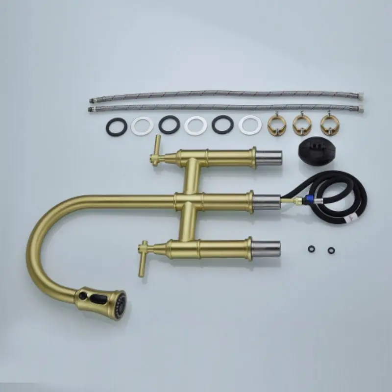 Free Drop Shipping American Bridge Kitchen Tap Ready Stock Cheap Pull-Down Faucet Brass Sink Tap With Sprayhead