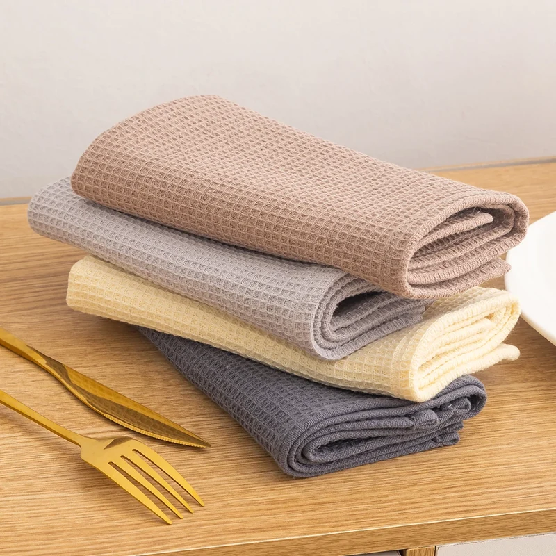 100% Cotton 35*35cm Waffle Kitchen Towel Soft Durable Handmade Modern Cleaning Cloth Washable for Everyday Home Use Christmas