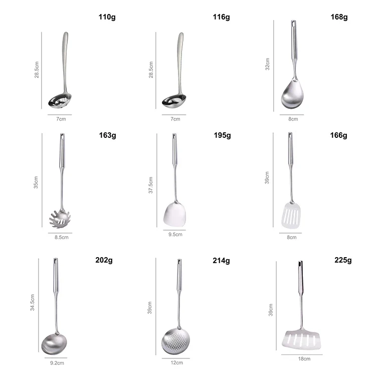 9Pcs High Quality Stainless Steel Kitchen Utensils Set Cooking Tools Restaurant Stainless Steel Kitchen Tools Cooking Equipment