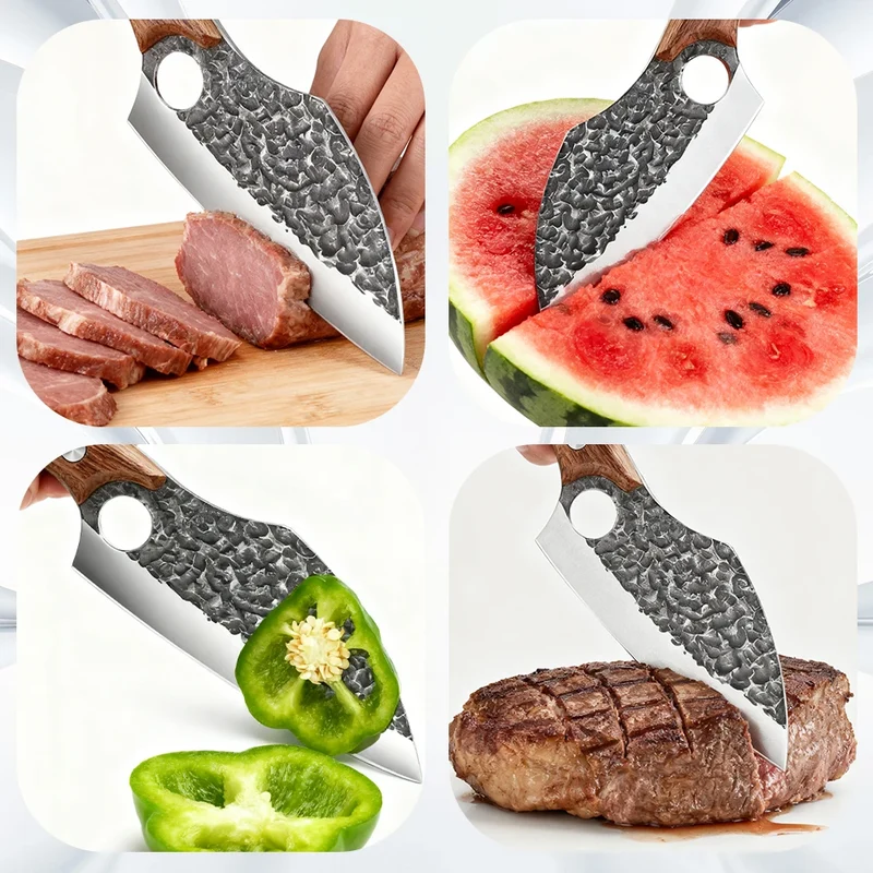 3 PCS Kitchen Knives Set Meat Cleaver Chef Knife Set Chopping & Slicing & Boning Japanese Knife Heavy-Duty Butcher Knife