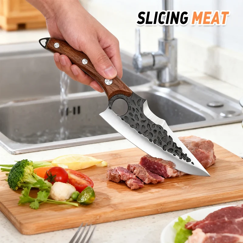 3 PCS Kitchen Knives Set Meat Cleaver Chef Knife Set Chopping & Slicing & Boning Japanese Knife Heavy-Duty Butcher Knife