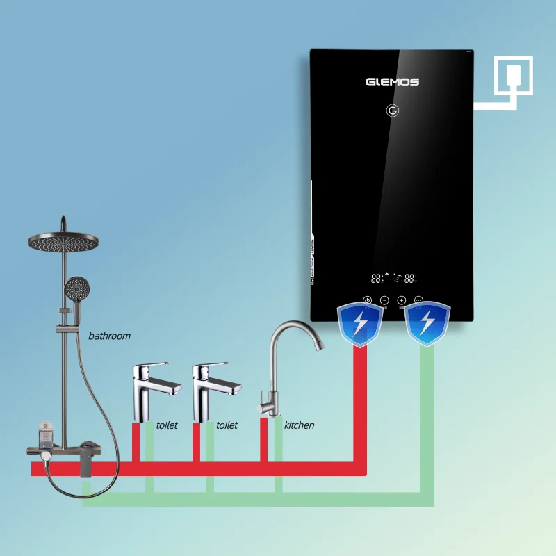New Arrival 7KW Tankless Electric Hot Water Heater for Shower Kitchen Bathroom Whole House Chauffe Eau Electrique