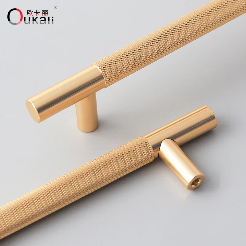 New T Bar Shape Furniture Hardware Supplies Kitchen Gold Cupboard Cabinet Drawer Door Cupboard Knurled Handles
