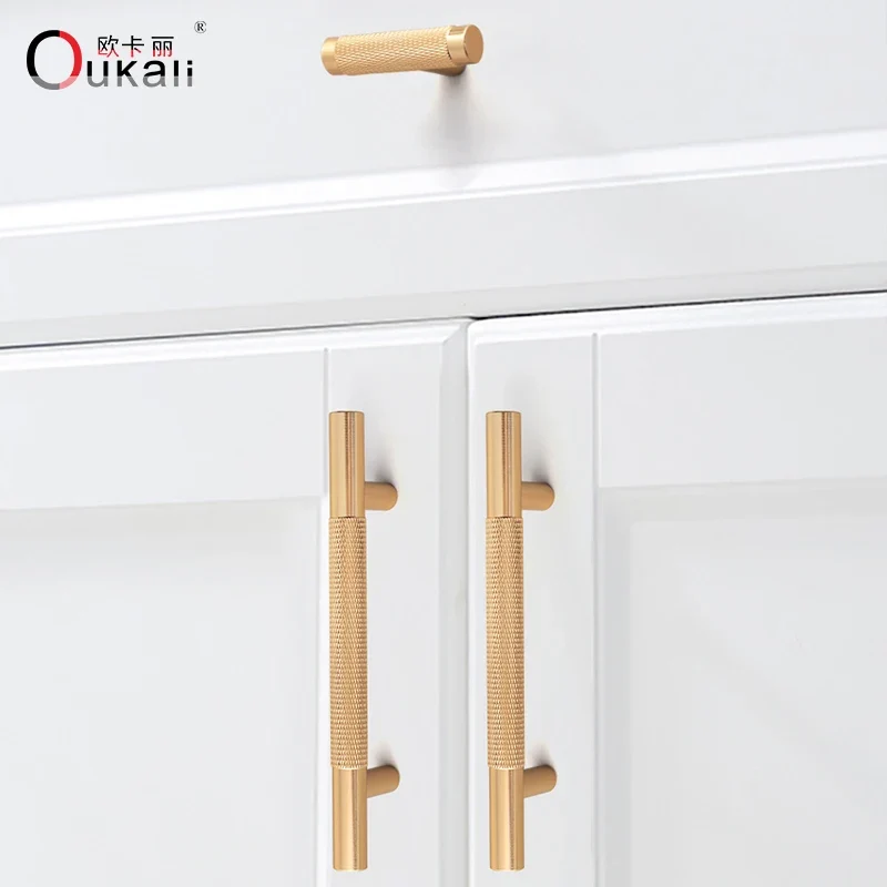 New T Bar Shape Furniture Hardware Supplies Kitchen Gold Cupboard Cabinet Drawer Door Cupboard Knurled Handles