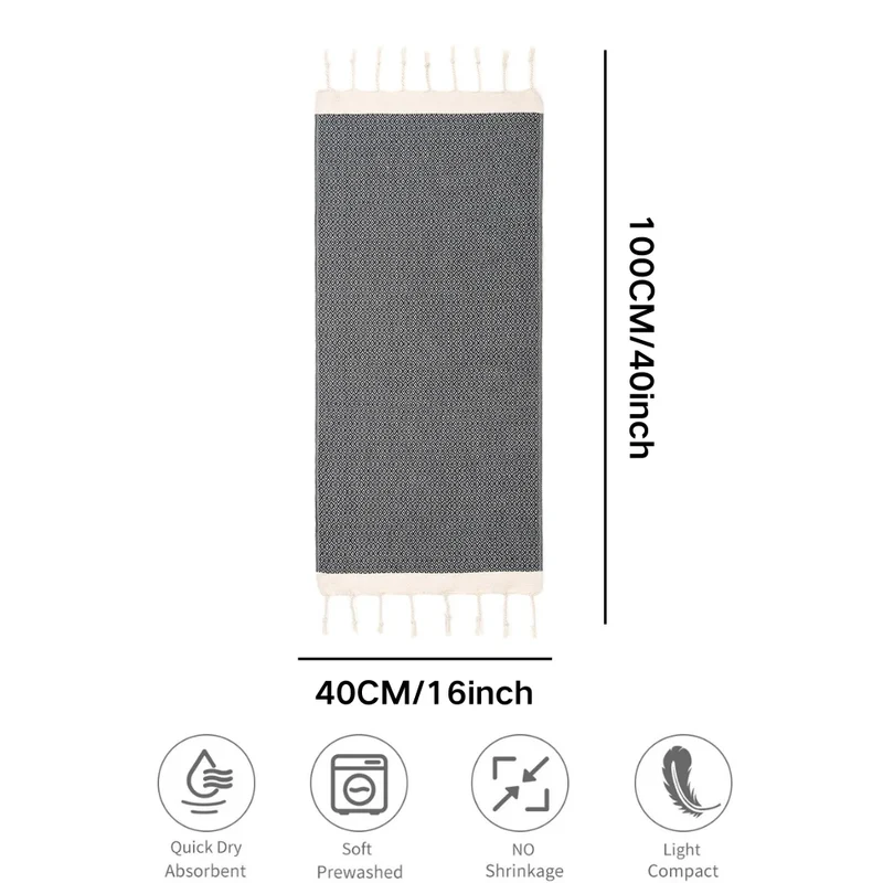 Wholesale Turkish Jacquard Cotton Rectangle Kitchen Towel Quick-Dry Embroidered Tassel Design Floral Pattern Home Bath Use