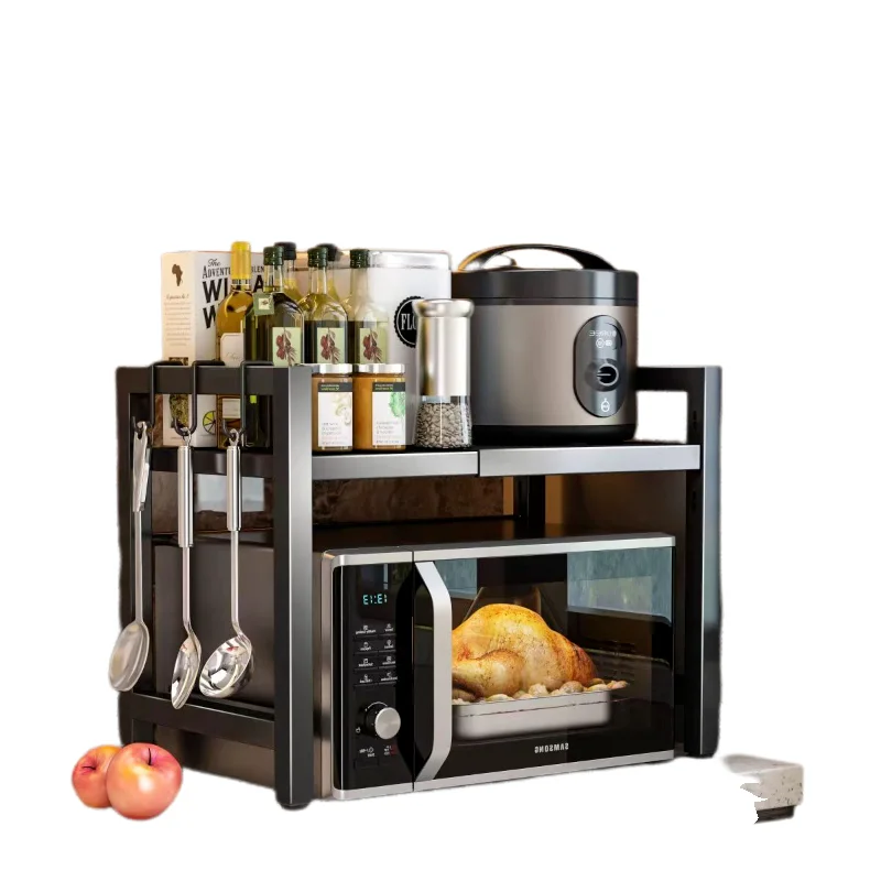 Countertop Kitchen Microwave Storage Rack, Telescopic Desktop Shelf for Rice Cookers and Ovens, A Household Storage Organizer