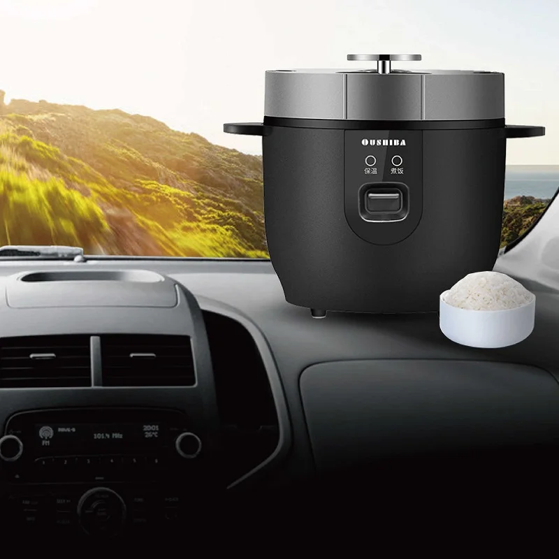 24V Car Electric Cooking Pot Non-stick Rice Cooker Portable Food Heater Multi-function Pot Truck Auto Keep Warm Pot 1.5L