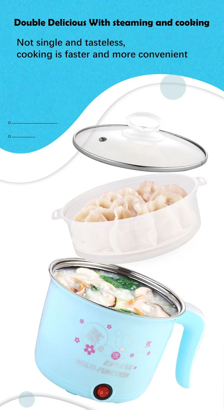 Multifunction Electric Cooker Hot Pot 1-2 People Heating Pan Multi Ramen Pot Machine Mini Rice Cook Kitchen Appliance Korea 220V