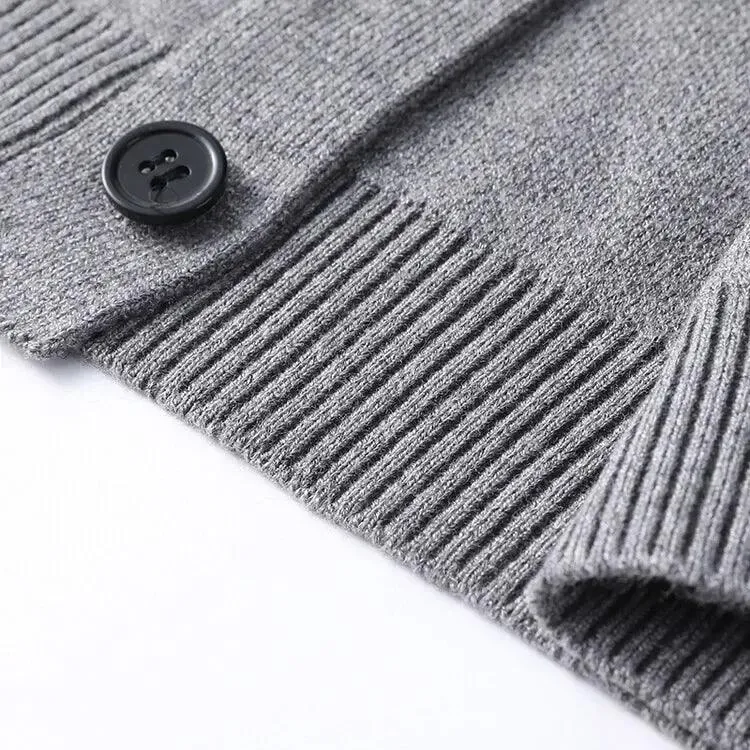 Men's Autumn and Winter Casual Design Cardigan Thick Long Sleeved Button Up Jacket Cardigan Sweater