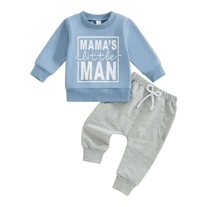 0-3Y Baby Boys Autumn Winter Clothes Set Kids Long Sleeve Letter Print Pullover Tops Sweatshirt Pants Toddler Casual Outfits