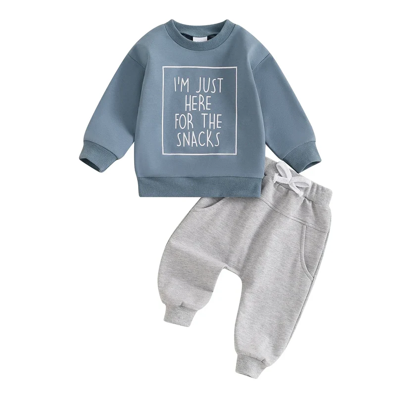 0-3Y Baby Boys Autumn Winter Clothes Set Kids Long Sleeve Letter Print Pullover Tops Sweatshirt Pants Toddler Casual Outfits