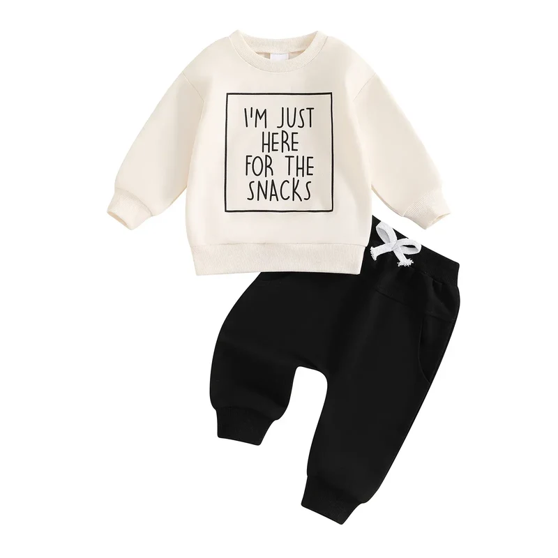 0-3Y Baby Boys Autumn Winter Clothes Set Kids Long Sleeve Letter Print Pullover Tops Sweatshirt Pants Toddler Casual Outfits