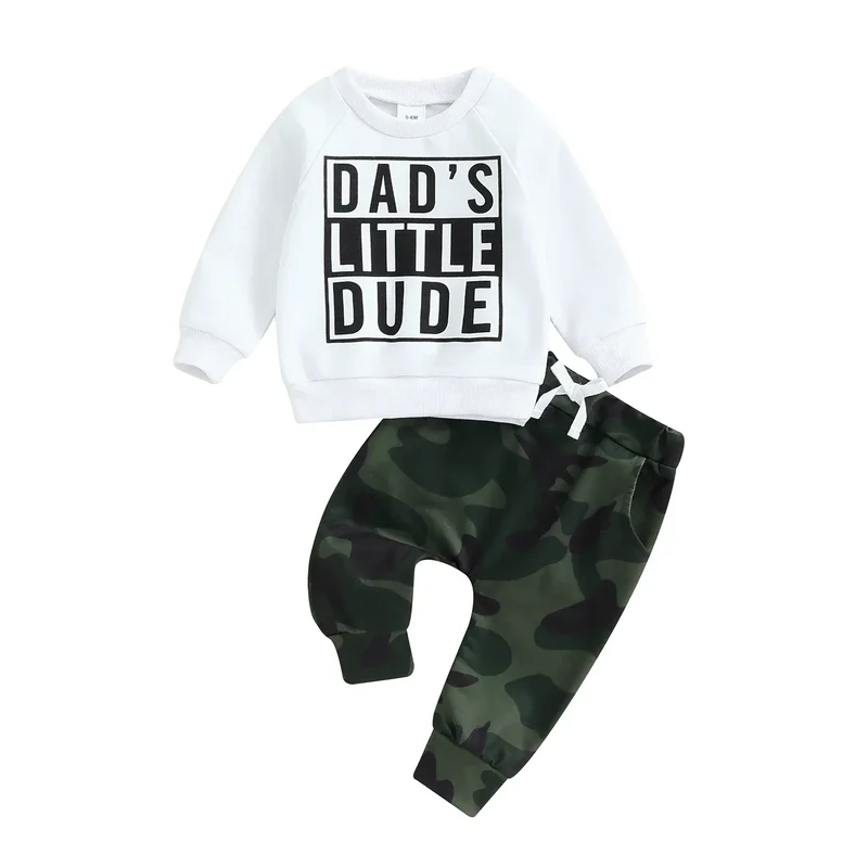 0-3Y Baby Boys Autumn Winter Clothes Set Kids Long Sleeve Letter Print Pullover Tops Sweatshirt Pants Toddler Casual Outfits