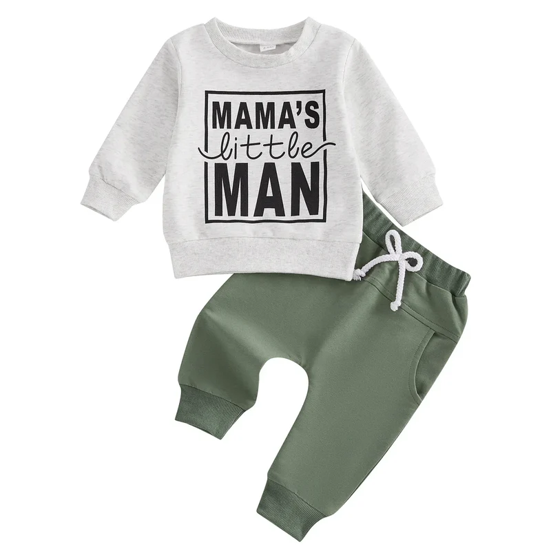 0-3Y Baby Boys Autumn Winter Clothes Set Kids Long Sleeve Letter Print Pullover Tops Sweatshirt Pants Toddler Casual Outfits