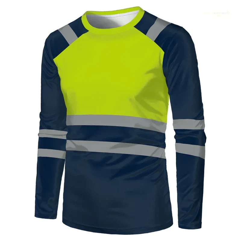 Autumn New High Quality Men's Safety Work Clothing Quick Drying Breathable Work Tops Sweat Wicking Comfort Oversized T Shirt