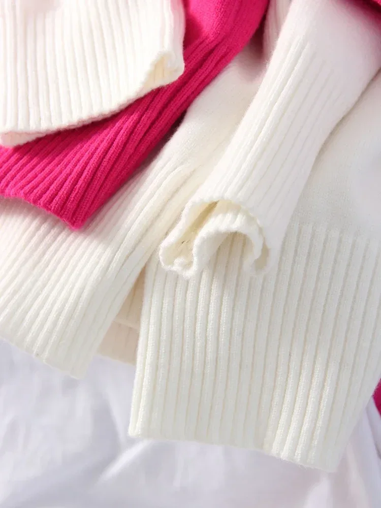 Winter Pink Turtleneck Sweaters Women Oversized Autumn Warm Women's Jumper Loose Basic White Turtleneck For Women Pullovers