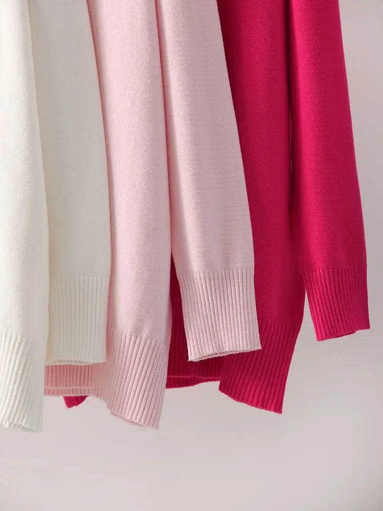Winter Pink Turtleneck Sweaters Women Oversized Autumn Warm Women's Jumper Loose Basic White Turtleneck For Women Pullovers