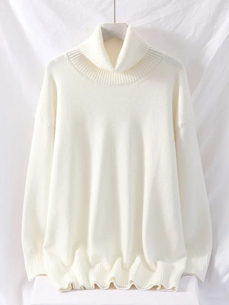 Winter Pink Turtleneck Sweaters Women Oversized Autumn Warm Women's Jumper Loose Basic White Turtleneck For Women Pullovers