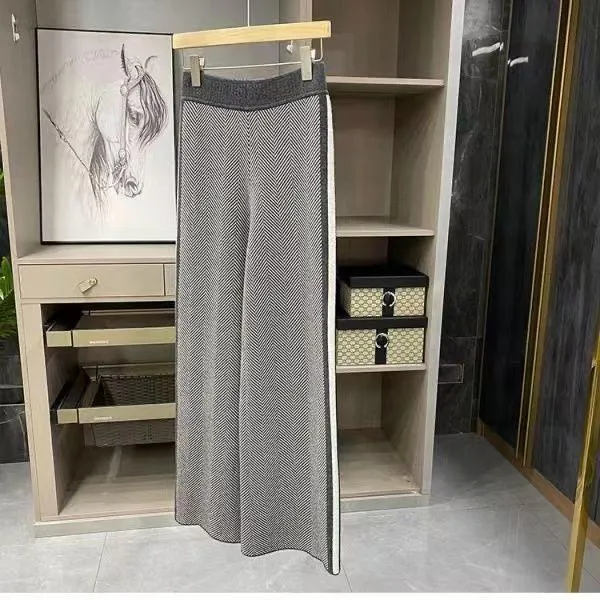 Women Drawstring Wide Leg Warm Thick Knit Pants Fall Winter Loose Casual Straight Korean Harajuku High Waist Trousers R94
