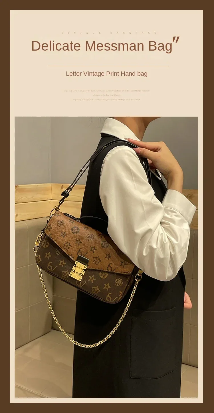 Light luxury brand women's handbag 2024 new autumn and winter high-end fashion designer mailman bag shoulder crossbody bag