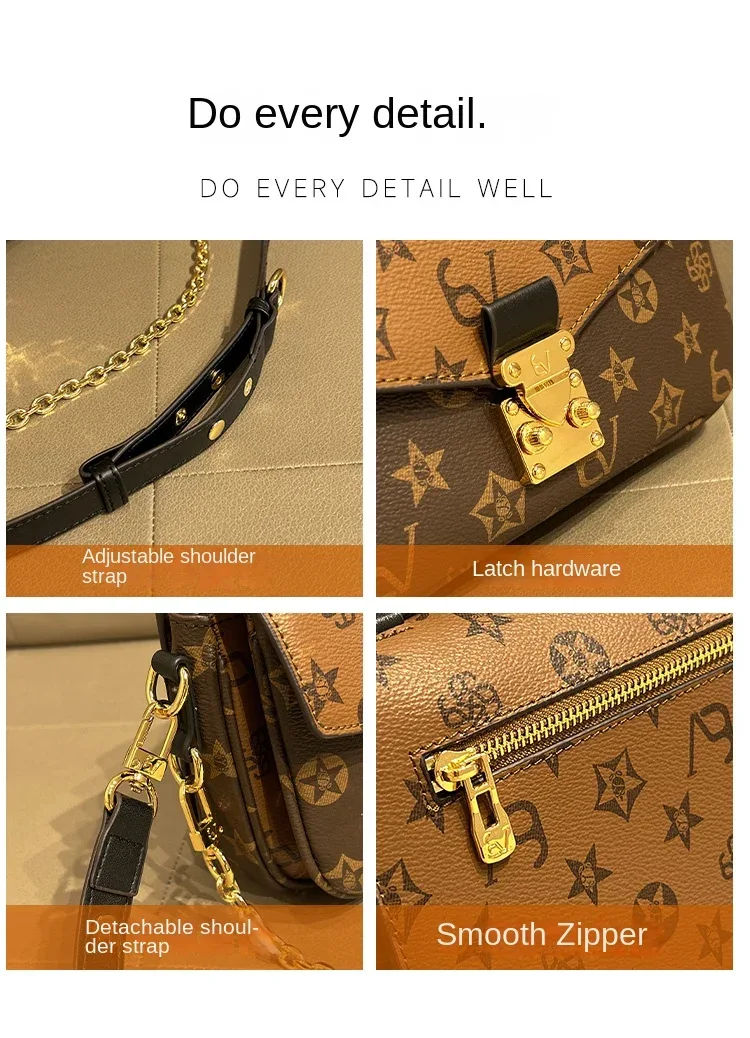 Light luxury brand women's handbag 2024 new autumn and winter high-end fashion designer mailman bag shoulder crossbody bag
