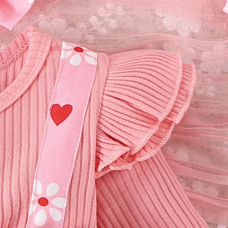 2PCS Spring And Autumn New Style For Girls 0-1 Years Old Sweet And Comfortable Pit Strip Long-Sleeved False Straps Hat Dress