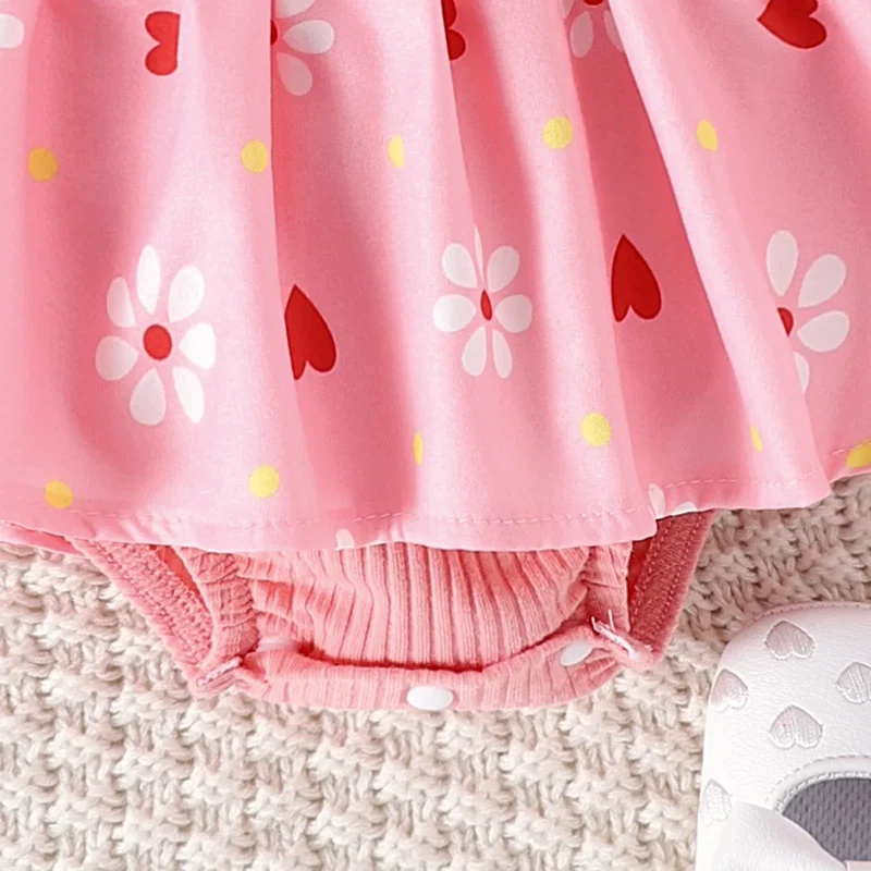 2PCS Spring And Autumn New Style For Girls 0-1 Years Old Sweet And Comfortable Pit Strip Long-Sleeved False Straps Hat Dress