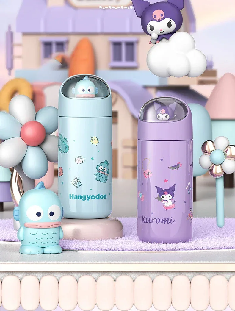 350MLStainless Steel Thermos Cups Student Kids Anime Cartoon Vacuum Flask Cute kitten/Dog/Bear Insulated Water Bottles Tumbler