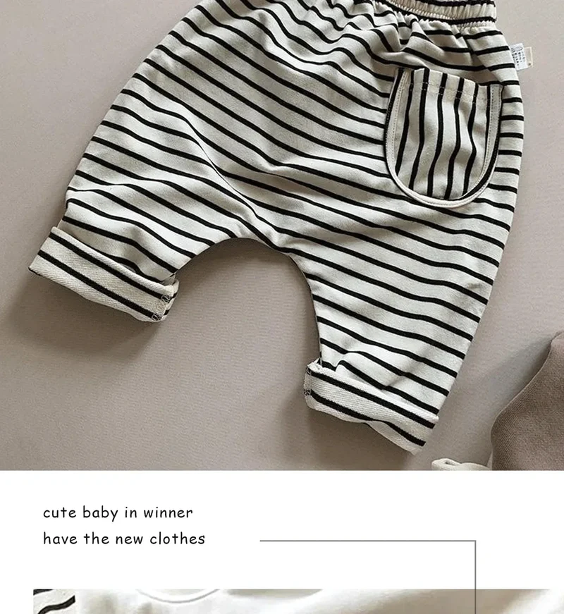 2025Spring Autumn New Baby PP Pants 1-5Y Boys Girls Cotton Striped Loose Harem Trousers Toddler Daily Infant Wear Kids Clothing