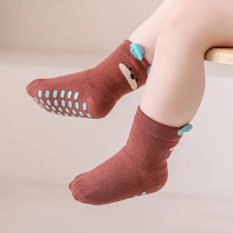 Children's Socks For Girls Boys Cotton Fashion Autumn Winter Kids Boy Girl Sock Cute Soft Baby Toddler Home Sock Anti Slip 3-5Y