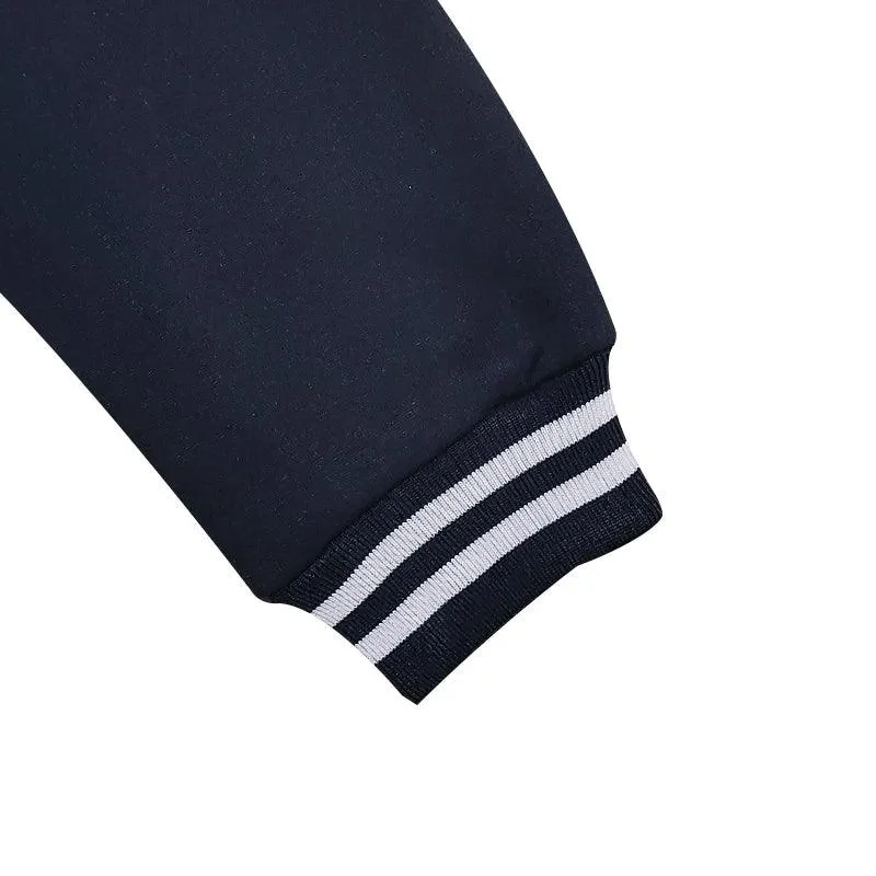Men's Baseball Jacket with Stand-up Collar Button, Flight Jacket Monochromatic Loose, Casual, American Sports, Autumn and Winter
