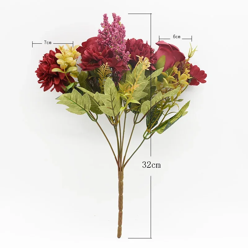 1 Bunch Rose Chrysanthemum Combination Bouquet High Quality Artificial Flowers Home Decor Autumn Decoration Diy Wedding Festival