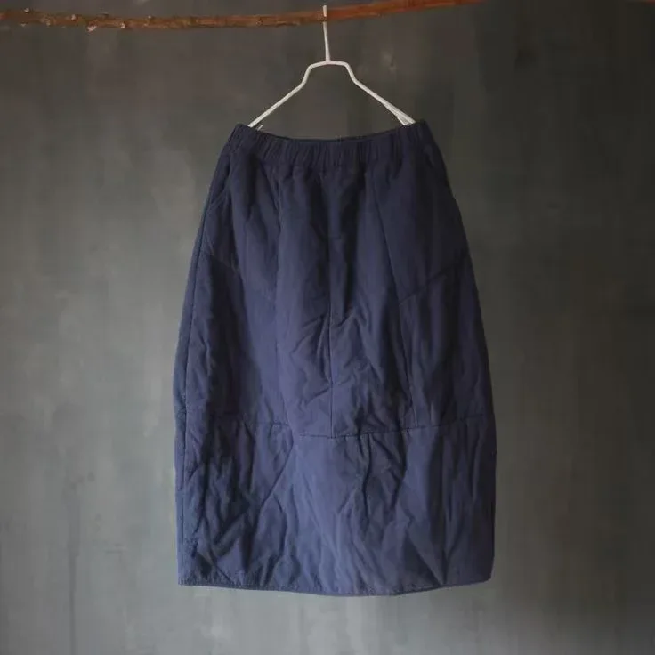 Careaymade New Autumn Winter Print Cotton Skirt Women Elastic Waist Thick Warm Long Skirts Female Loose Vintage Skirts