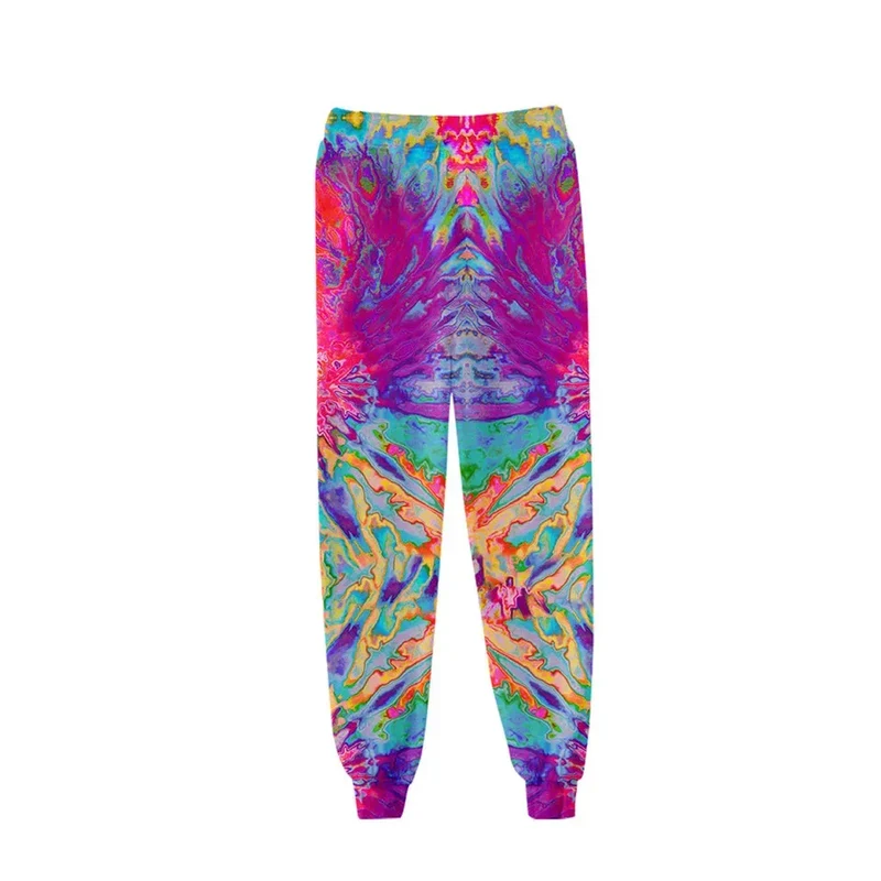 New Hot Sale 3D Print Tie Dye Pink and Green Pants Colorful Psychedelic Trousers Streetwear Men/Women Sweatpants